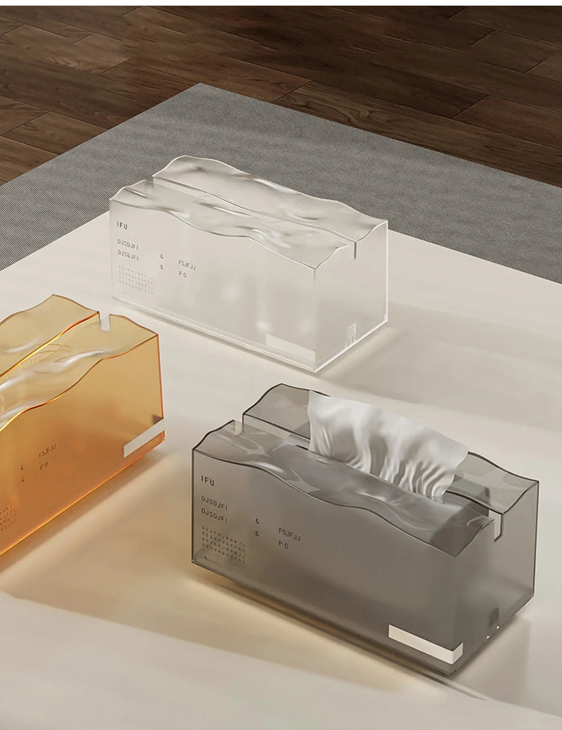 Desktop Tissue Box kreative durchscheinende Tissue Fall mit Frühling nordischen Stil Küchentisch Servietten Box Bad Tissue Container – Detail 1
