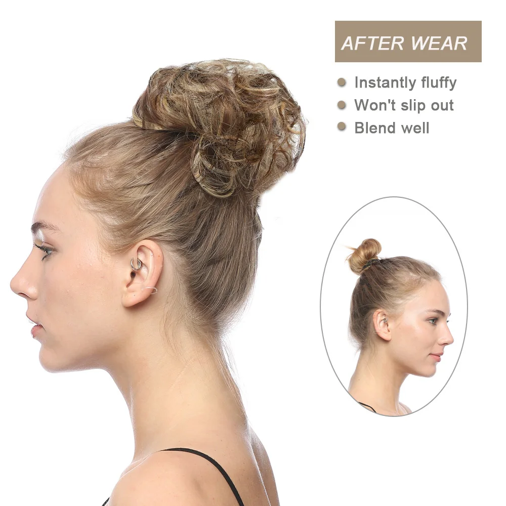 Zolin 합성 곱슬 지저분한 롤빵 머리 Scrunchie Chignon 도넛 탄성 로프 고무 밴드 헤어 롤빵 패드 Updos Hairpiece