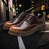 Men's casual leather low-top heightening large-head work boots breathable versatile British cow tendon sole derby shoes
