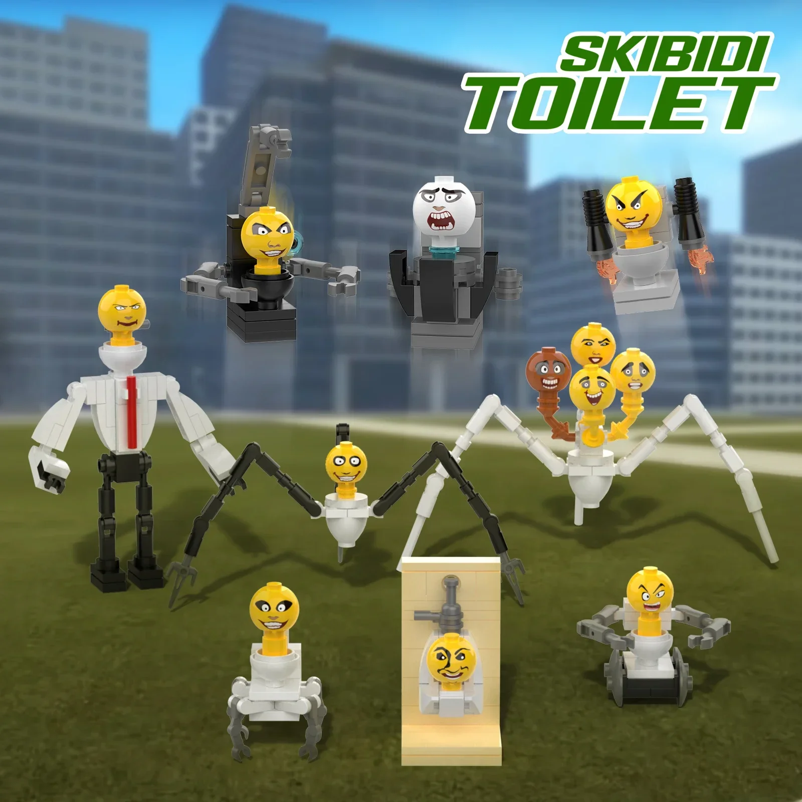 Moc Hot Skibidi Toilet Game Titan Battle Pack Tv Man Van Skibidi Cars Building Blocks Stantuffo Cameraman Toilet Man Brick Toys