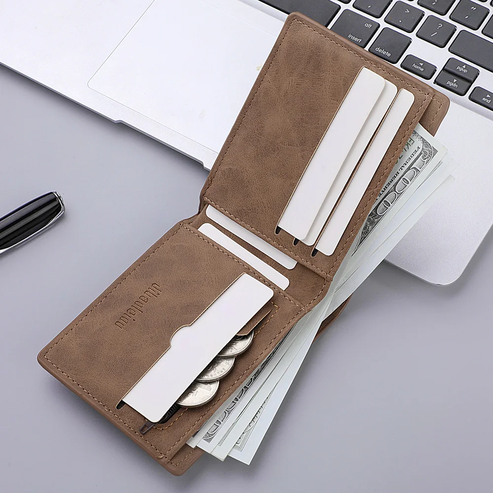 Sleek Ultra-Thin Zippered Men's Wallet with Coin Pocket