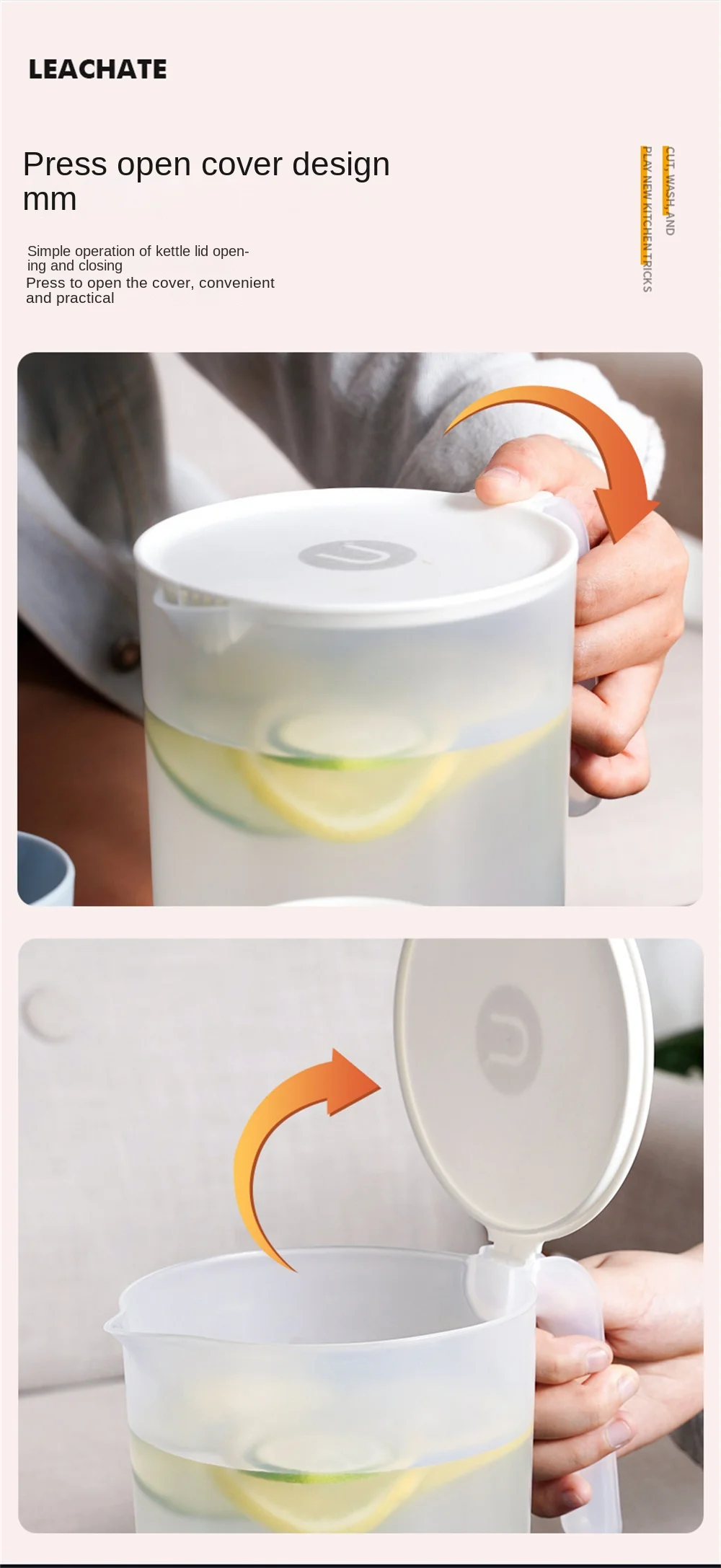 Description Picture 5 of item2000/2500ml Large Capacity Cold Kettle Simple Household Plastic Transparent Kettle Pitcher Heat Resistant Cold Water Jug Teapot