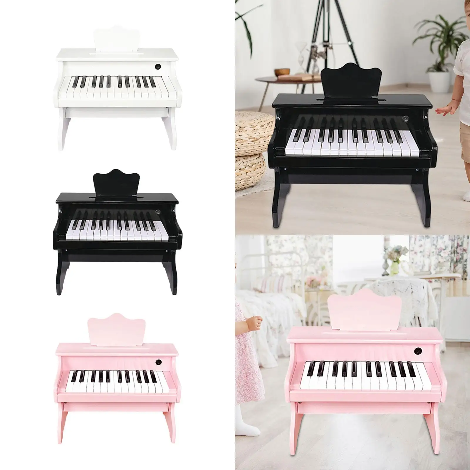 Kids Piano Keyboard Wood Piano for Toddlers 25 Keys Portable Music Keyboard Instrument Toy for Boys Girls Children Gift Play