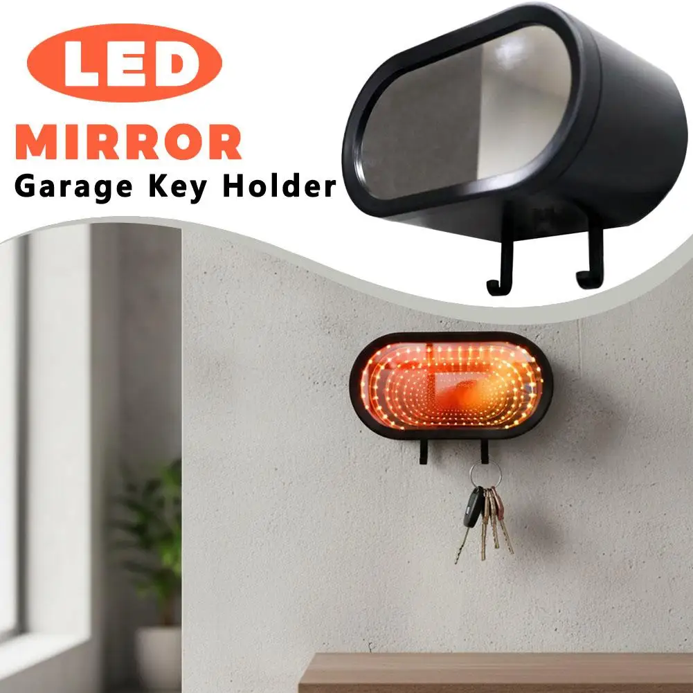 Key Organizer LED Light Key Holder Hook Wall Mount Key Hanger For Garage Entryway