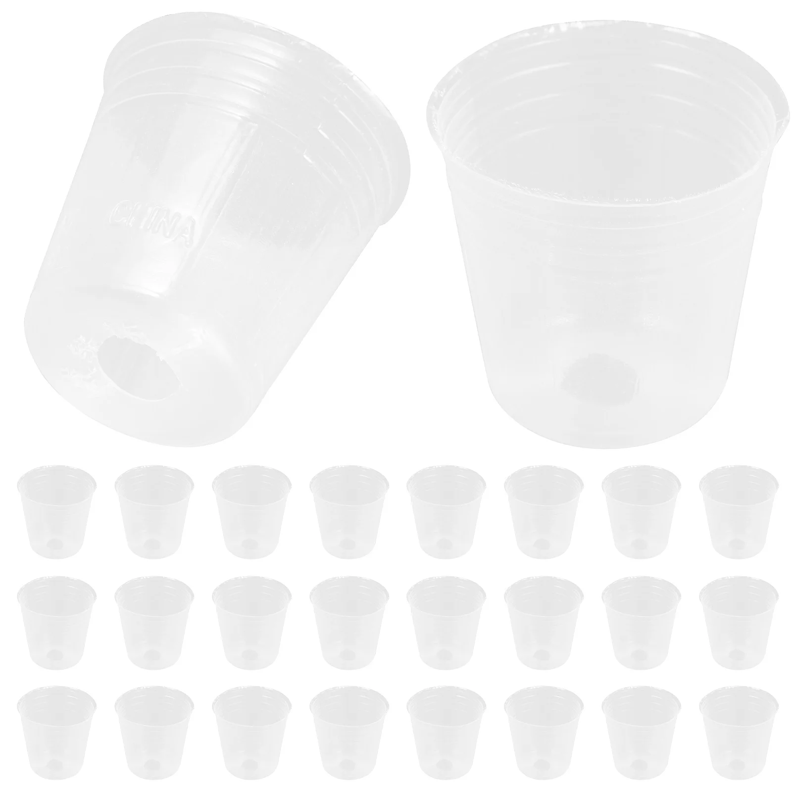 Flower Pots 50 Pcs Nursery Cup Plastic Small Clear Funny with Drainage