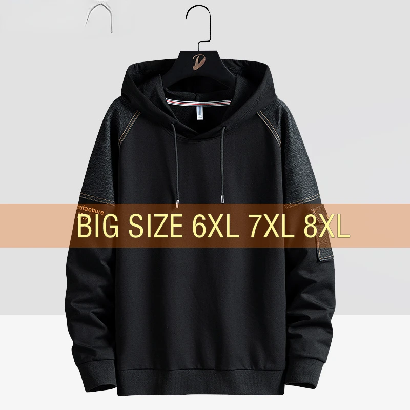 

Men Hoodies Sweatshirts 5XL 6XL 7XL 8XL Autumn Plus Size Big 68% Cotton Streetwear Hooded Sportswear Male Fleece Spring Hip Hop