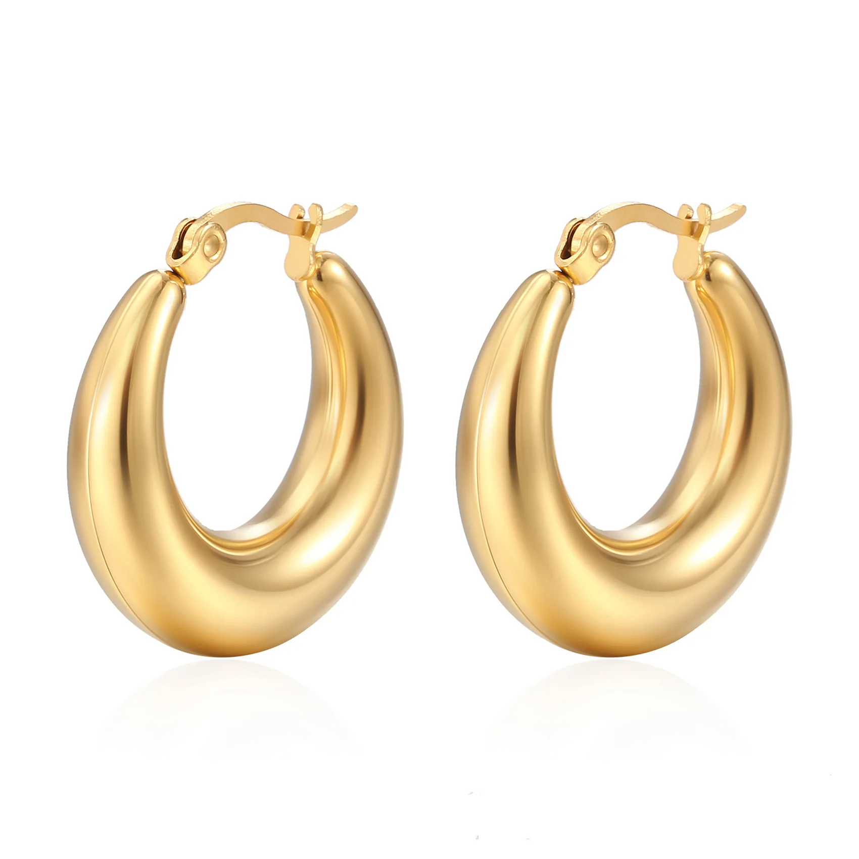 Винтажные серьги-кольца Lureme в стиле бохо, 18K, Золотые круглые серьги-кольца из нержавеющей стали, висячие серьги, ювелирные изделия для женщин и девушек (стандартные)
