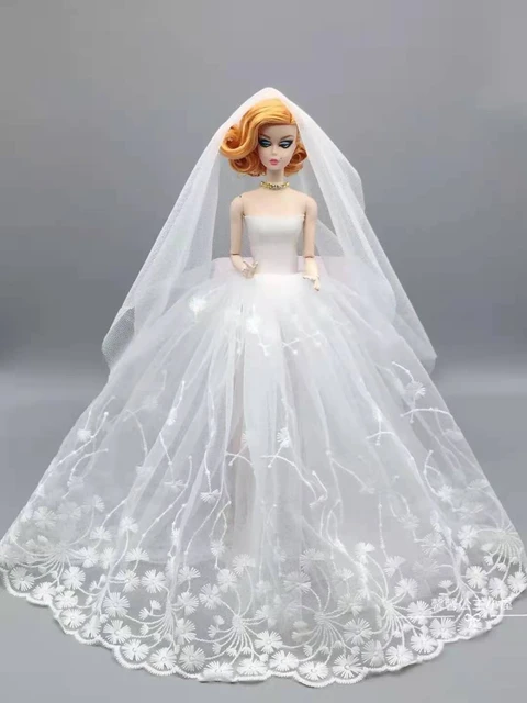 Boneca 30cm Moda Vestido Vestido De Noiva Vestido Branco Vestido