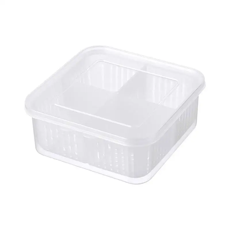 

Refrigerator Fruit Storage Containers 4 Compartments Food Vegetable Fruit Storage Drain Box For Home Kitchen Accessories