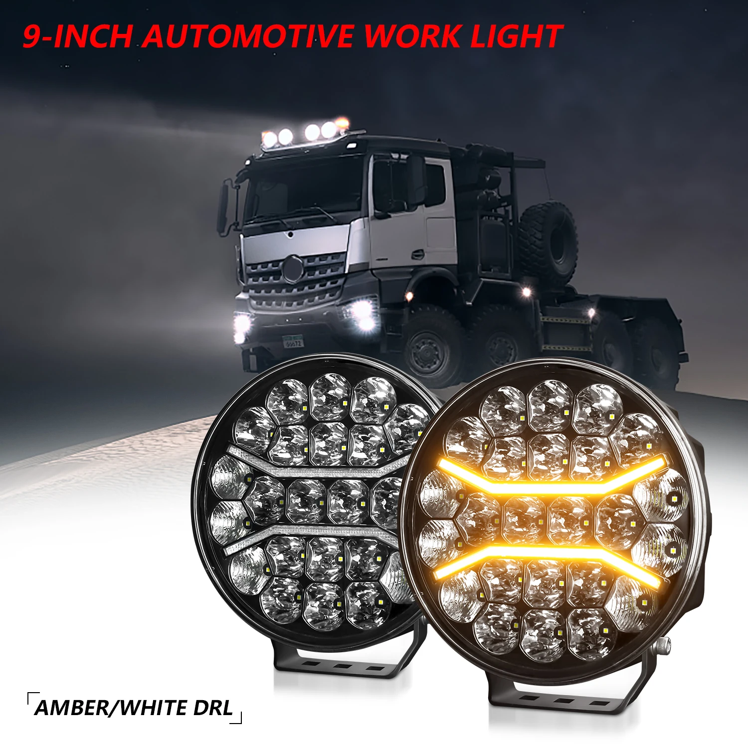 9Inch Work Headlight Bar Vehicle Len Demon Eye Light 6000K Spot Combo Barra LED