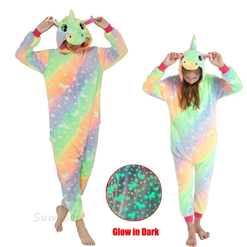Adults Animal Unicorn Pajamas Winter Sleepwear Kigurumi Panda Rabbit Wolf Pyjamas Women Onesies Anime Costumes Jumpsuit