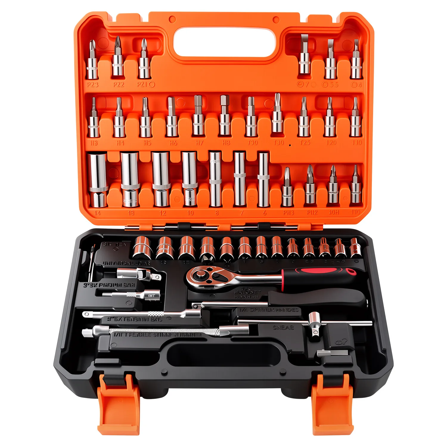 53-teiliger Chrom-Vanadium-Stahl Multifunktionaler Reparatur-Haushaltswerkzeug-Satz Auto-Reparatur-Ratschenschlüssel-Set für Maschinen Werkzeug-Kit