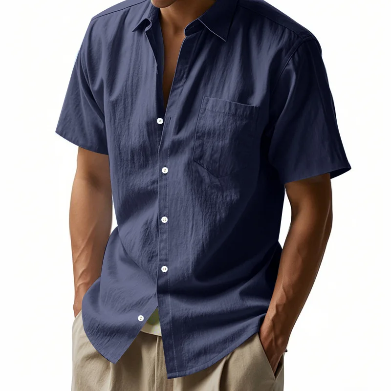 Mens Linen Short Sleeve Casual Shirts