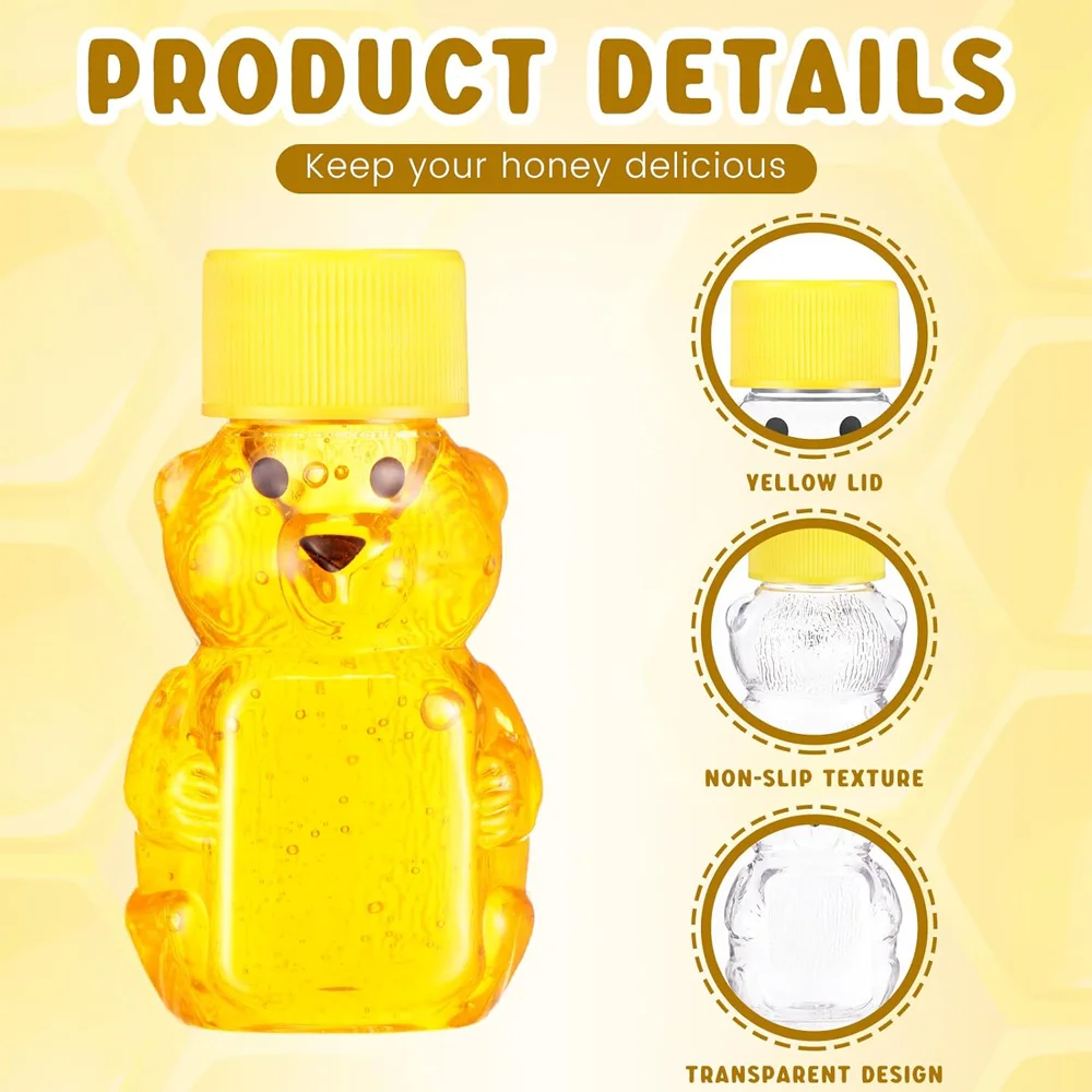 96 Pieces 2 oz Plastic Honey Bear Bottle for Storing and Dispensing Holiday Baby Shower Gifts 2