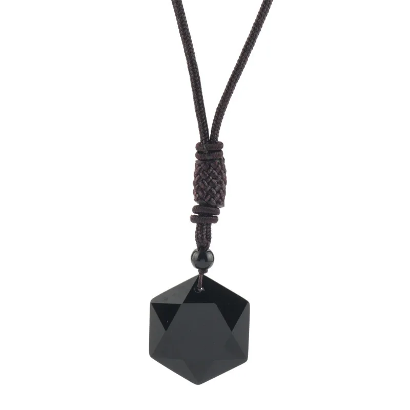 Necklace Pendant Anime Necklace Game Necklace Spirit Pendulum Energy Stone Obsidian Six Star Necklace Men and Women Sweater Chain Necklace