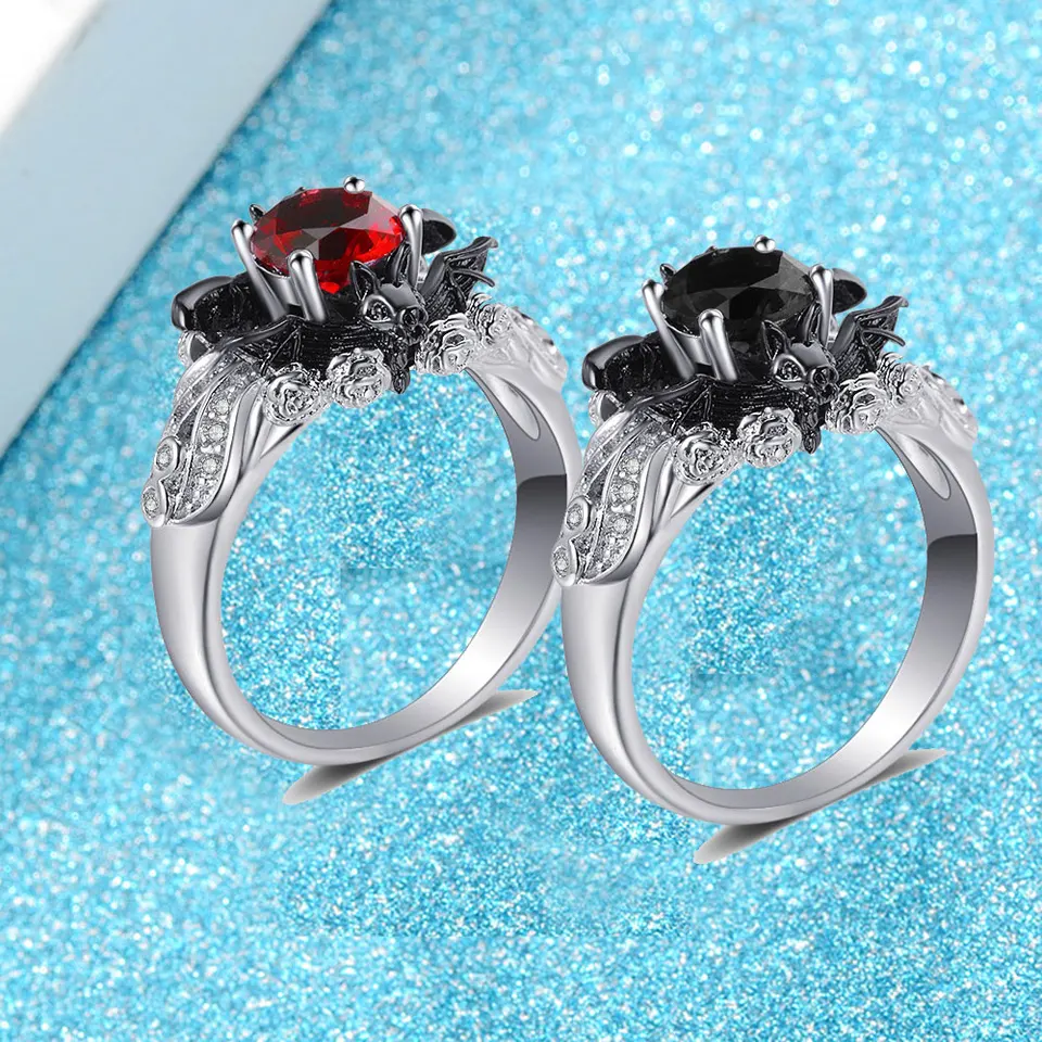 925 Sterling Silver Halloween Bat Ring With Purple Amethyst Zircon - Women's Fashion Ring - View #6