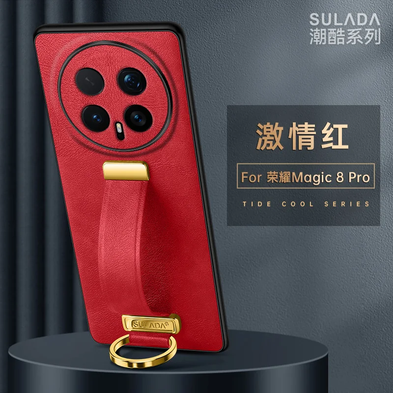 Premium Business Leather Stand Case with Wristband and Shockproof Bumper