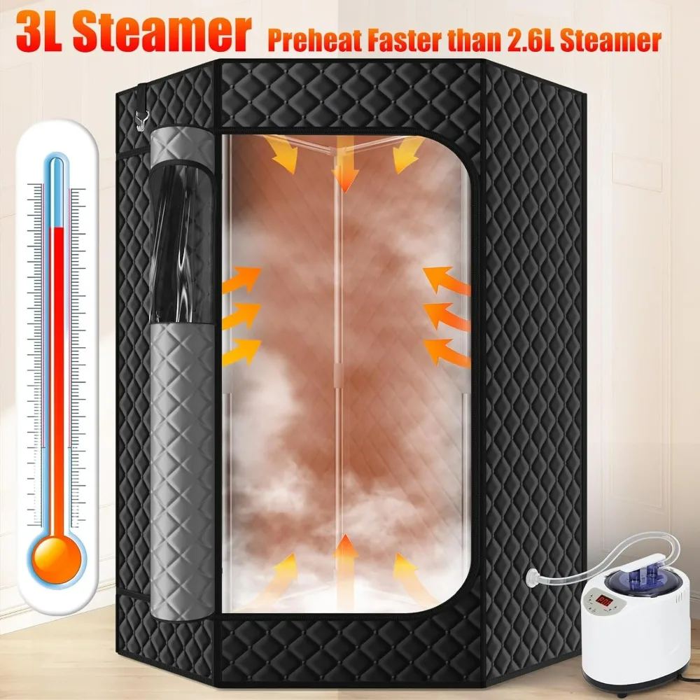 Extra Large Sauna Box, Steam Sauna, Portable Sauna for Home, Sauna Tent with 3L Steamer, Folding Chair and Remote Control 2