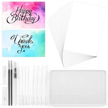 B84B-Kit di Carta per Acquerello per Lettering con Pennello, Creazione di Sfondi e Biglietti con Acquerelli Lavabili