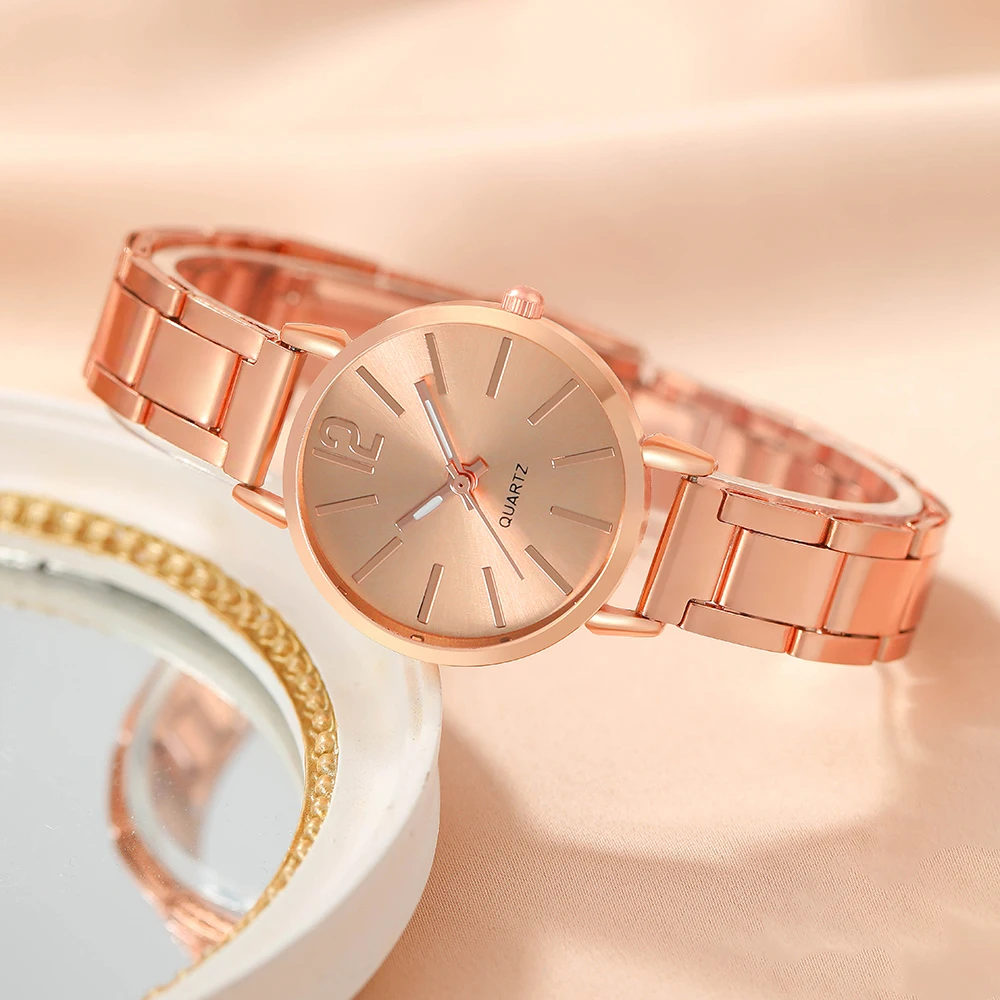 6pcs Women's Watch Fashion Casual Quartz Watch and Necklace Bracelet Ring Earrings Jewelry Set