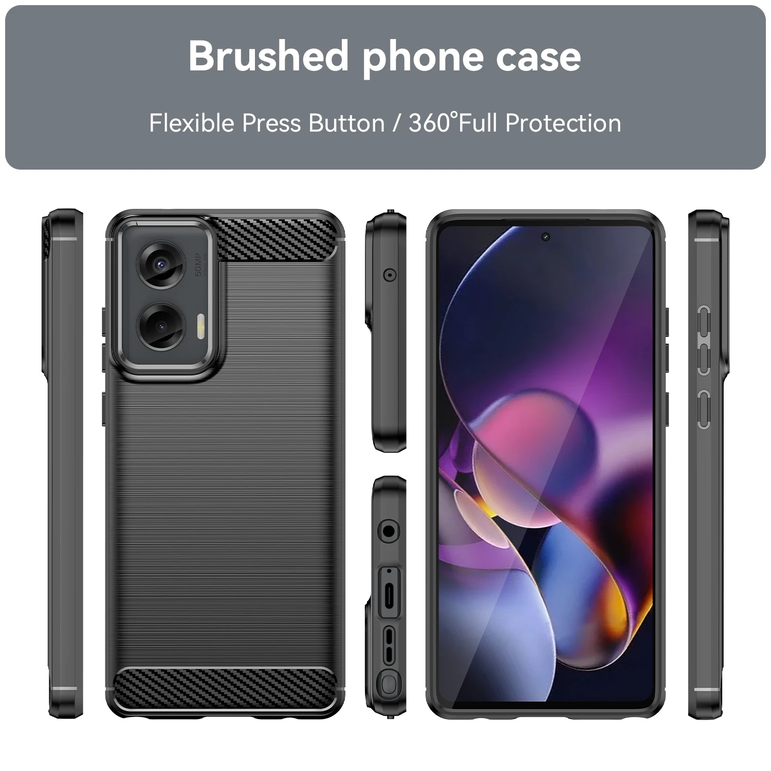 Luxury Shockproof Matte Silicone Case with Soft Carbon Fiber Design