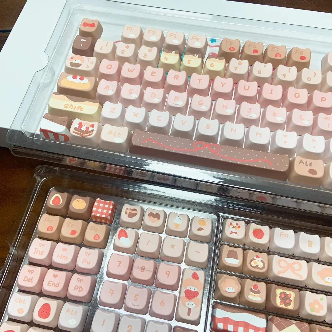 Mao-cute Altura Cat Head Keycap Keycaps Personalizados dos Desenhos Animados Rosa Morango Chocolate Teclado Mecânico Bolo Keycaps - Imagem 2