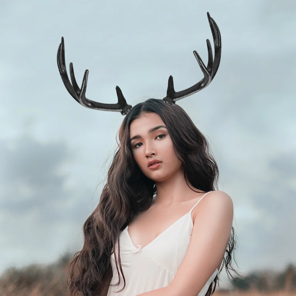 Masque De Cerf Demi-visage Pour Femme, Costume De Noël, Cosplay