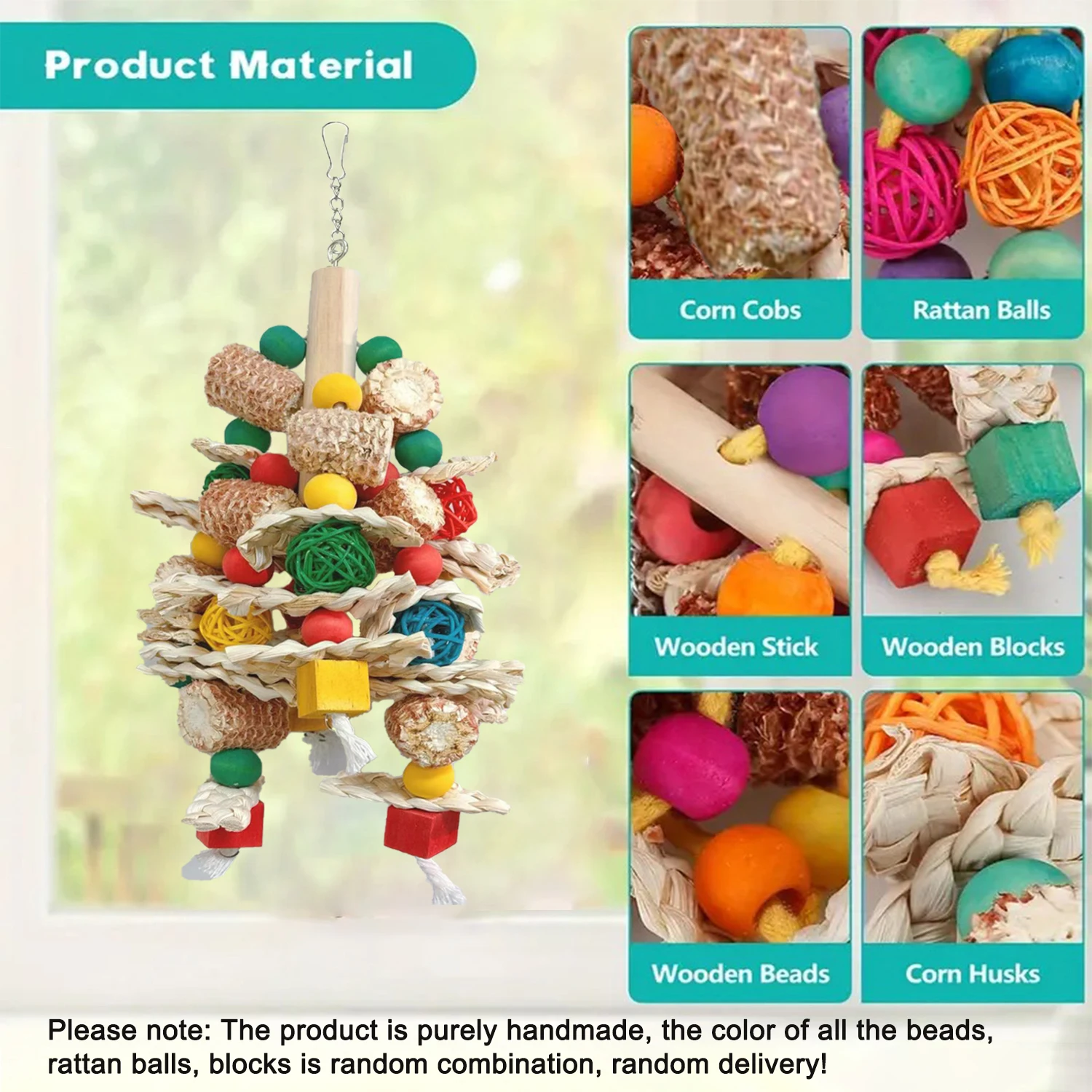 Parrot Toys Natural Corn Wood Parrot Bird Toys Love Bird Cage Funny Training Bite Resistant Tearing Toy