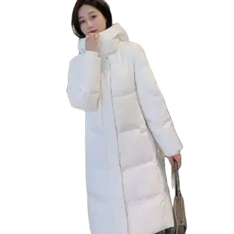 

2023 Explosions Down Women's Long Over-the-knee Straight Fashion Hooded Loose White Duck Down Winter Thick Coat WomenTide