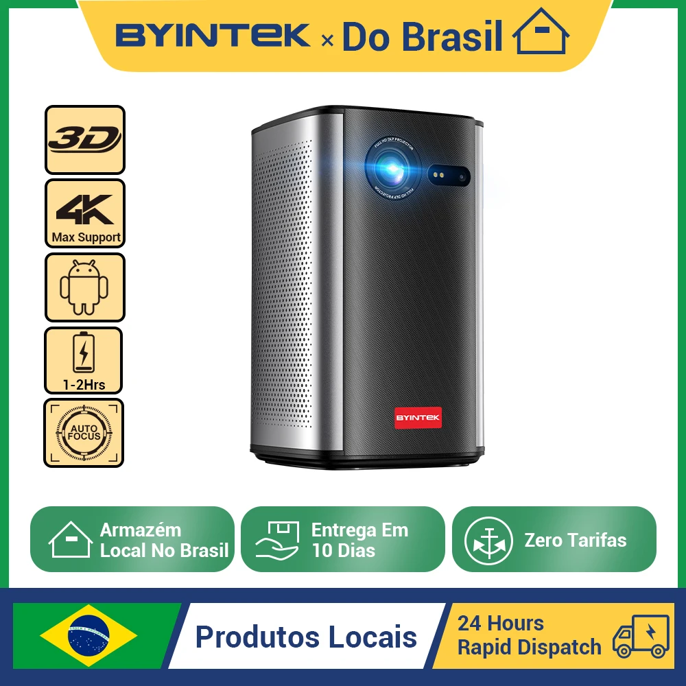 Mini Projetor Portátil BYINTEK-P70 com DLP, Foco Automático