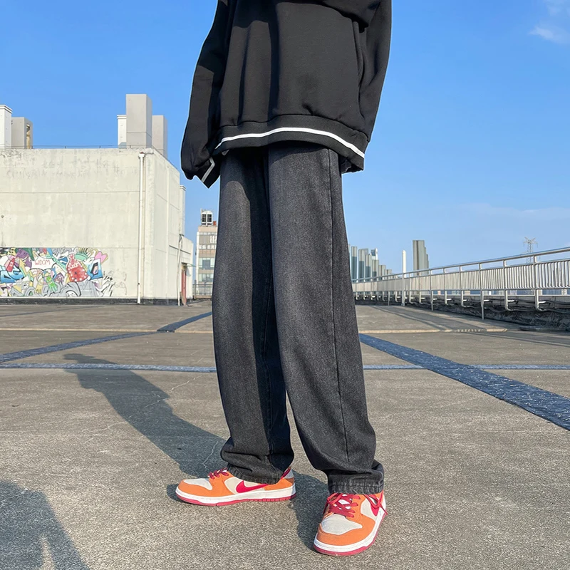 

TFETTERS Men Jeans 2023 Spring Autumn New Casual High Street Jeans Men Loose Straight Wide Leg Washed Retro Jeans for Men