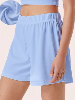 Casual Shorts Women 2024 New Summer Simple Comfortable Elastic Waist Cool Breathable Solid Color Casual Sports Five Quarter Pant