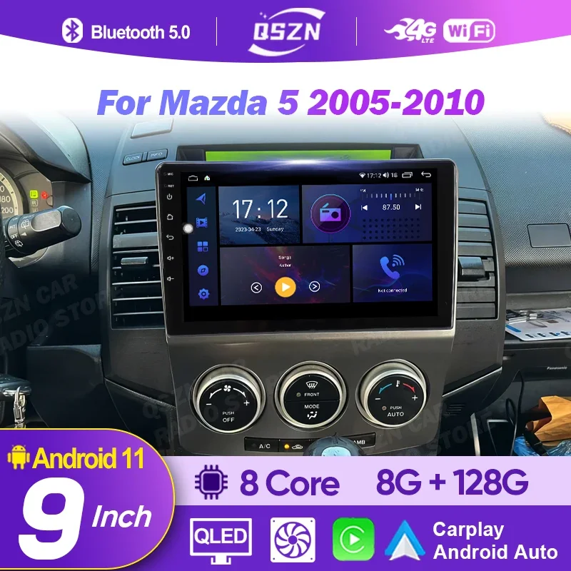 

QSZN Android 12 автомобильное стерео радио для Mazda 5 2005 2006 2007 2008 2009 2010 мультимедийный плеер 2 Din DVD Carplay Авто 4G WIFI QLED