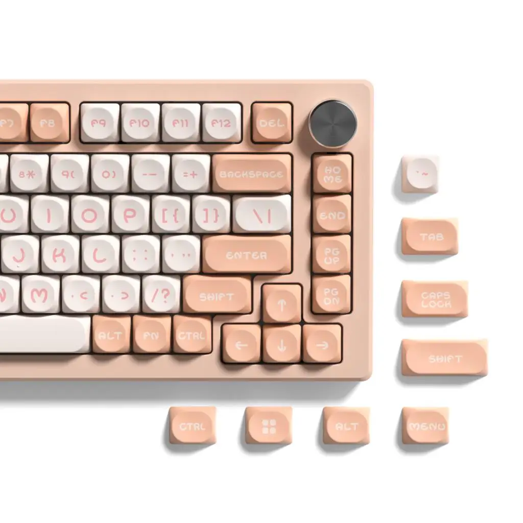 

Coral Pink Double Shot PBT Keycap 130 Key MOA Profile Custom Keyboard Keycaps for Cherry Gateron MX Switches Mechanical Keyboard