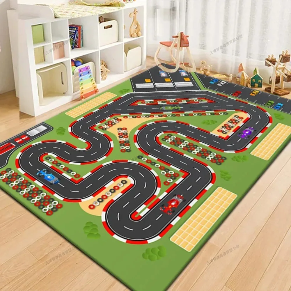 1 Piece 120x160cm Non-slip Dirt-resistant Baby Play Mat Crawling Mat Cartoon Runway Carpet Parking Lot Road Game Mat Baby Toys
