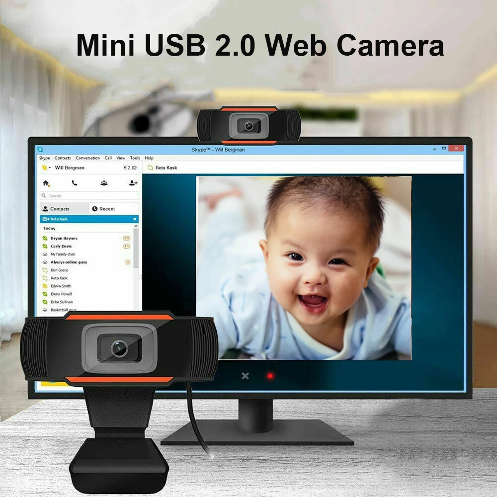 Webcam HD 720P Mini Web Camera with Microphone USB Plug for PC Mac Laptop Desktop YouTube Skype