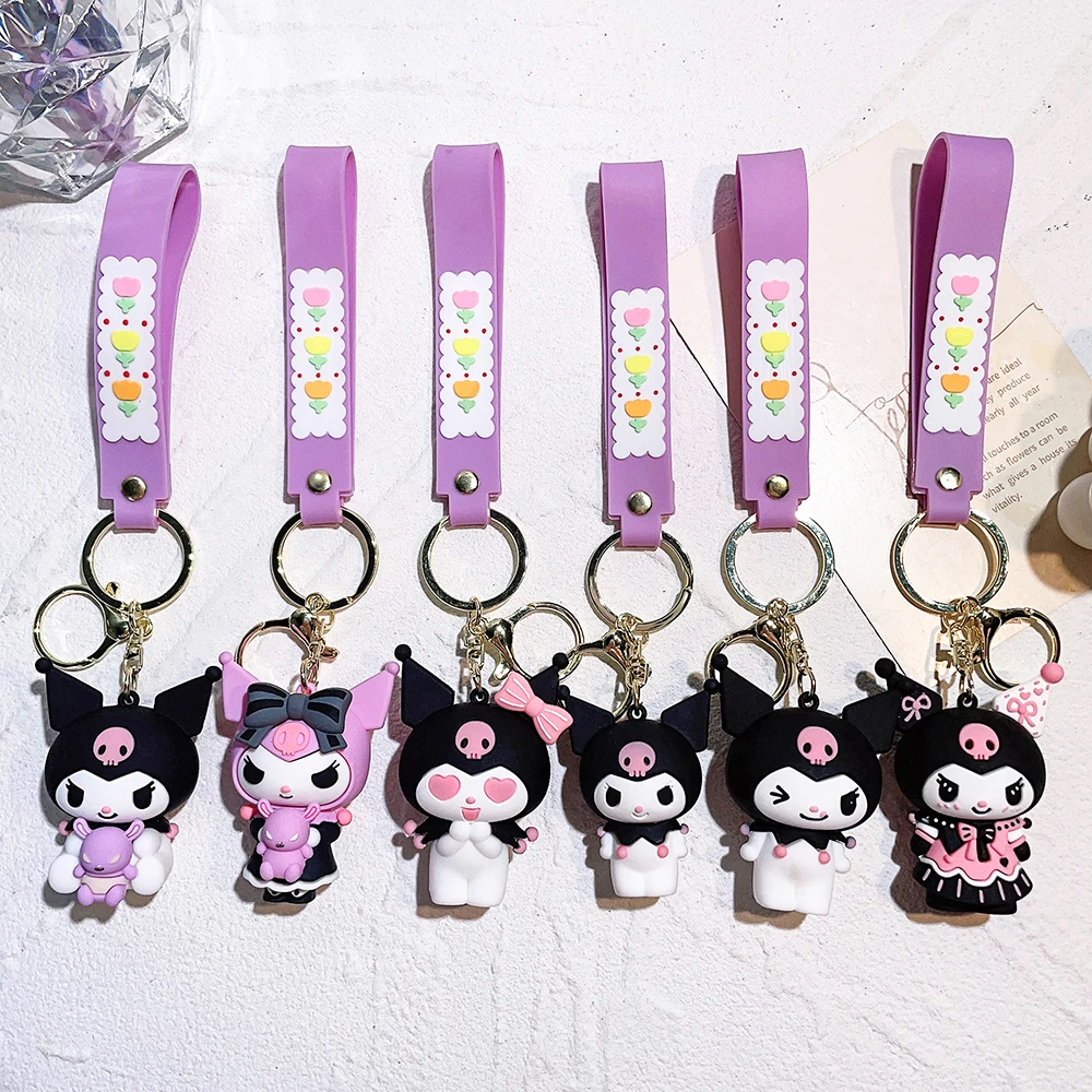 

Kawaii Sanrio Keychain Cute Cartoon Kuromi Hello Kitty Cinnamoroll Car Key Ring Pendant Schoolbag Decoration Gifts for Friends