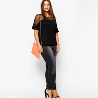 Plus Size Summer Casual Top Women Mesh Patchwork Short Sleeve Black Loose T-shirt Tee Female Plus Size Women Clothing 6XL 7XL 8X - Image 3