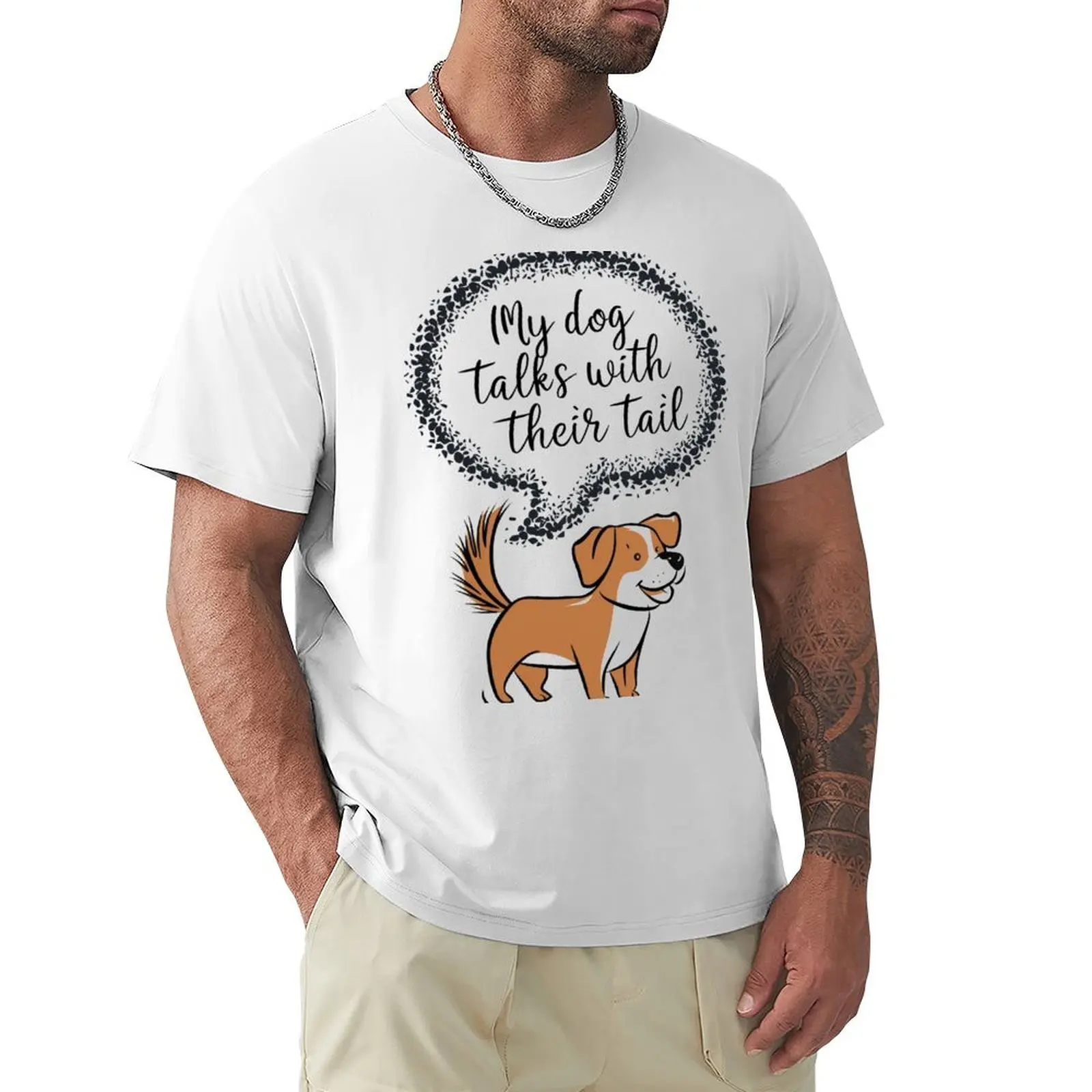 

Dog talking tail T-shirt anime animal prinfor boys sports fans anime clothes tshirts for men