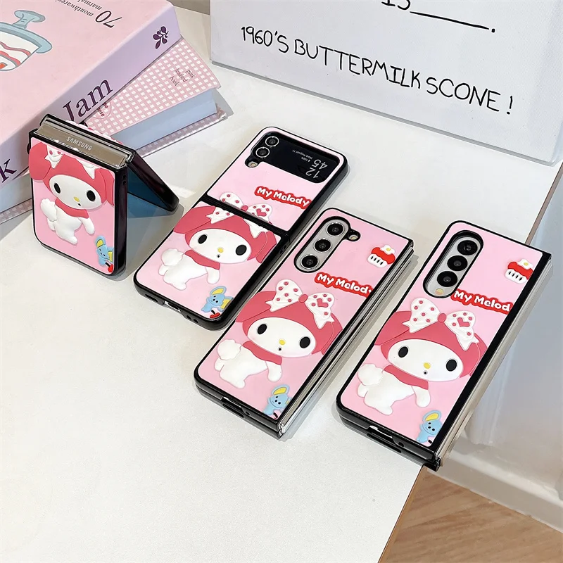 

Anime Sanrio My Melody Phone Case For Samsung Galaxy Z Fold Flip zflip 4 5 zfold4 zflip5 zflip5 Cartoon Cover