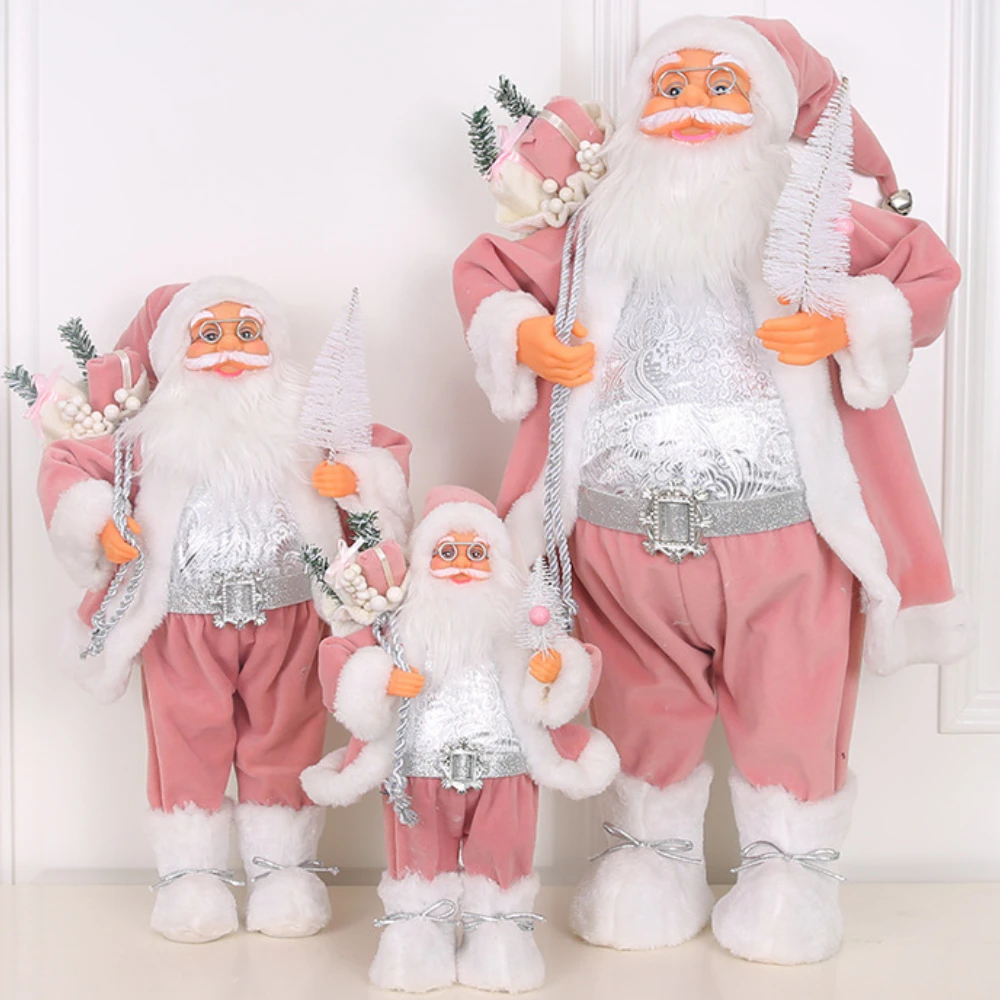 Christmas Decorations pink Santa Claus Dolls Standing Christmas