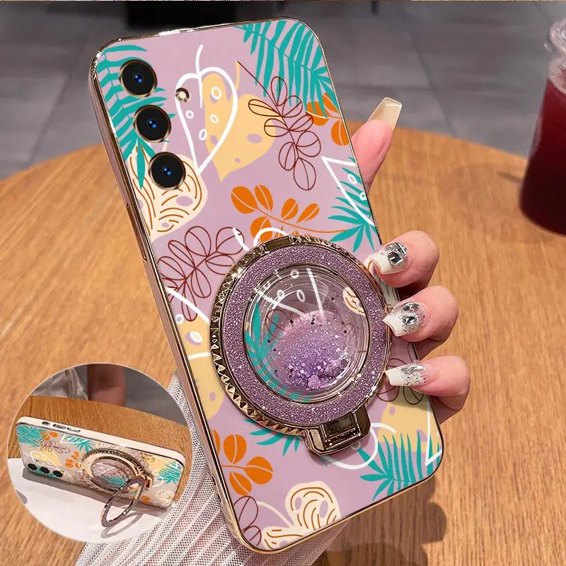 Elegant Leaf Design Plating Phone Case Cover