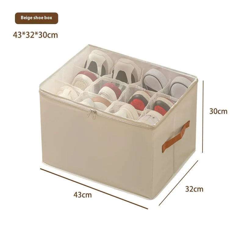 Storage Shoebox Fabric Foldable Shoe Compartment Arrangement Storage Box Dustproof Moisture-proof Washable Organizer 6