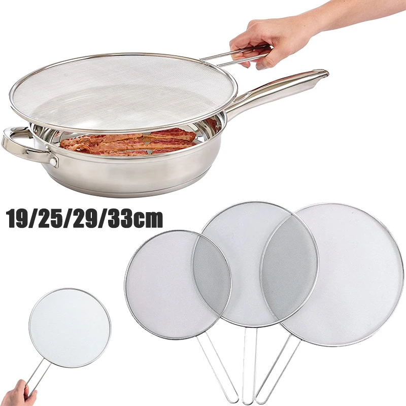 Stainless Steel Splatter Screen Oil-Proofing Lid with Spill-proof Feature Frying Pan Cover Cooking Tool Mesh Pot Lid Cover 1
