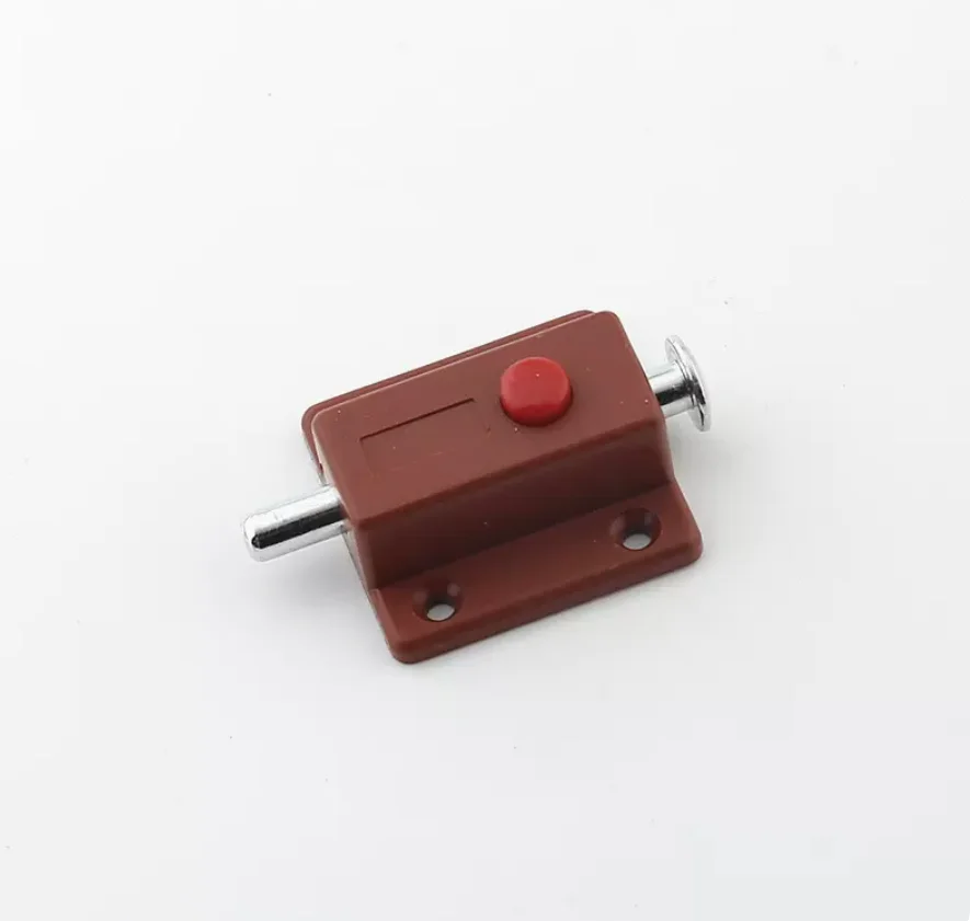Furniture Hardware Brown Plastic Button Latch Automatically Next Spring