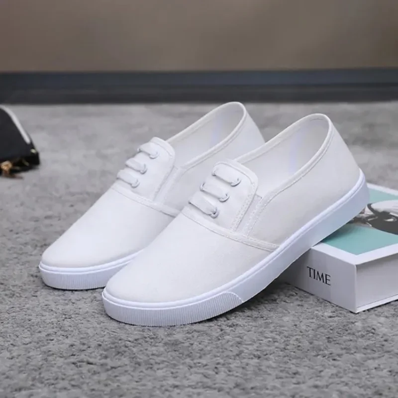 Women Canvas Slip on Flat Shoes Ladies Black Loafer Black Woman Sneakers Casual Shoes Flats Non-slip One-stepper Canvas Shoes