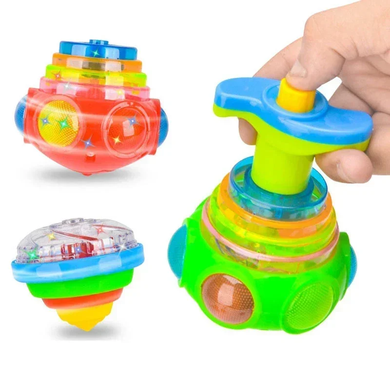 Spinning top toy Gyro toupie Battle tops Battle top toy Gyroscope toy Bagged Round Luminous Toy Light Music Rotating Gyro Fidget Spinner Random Color Children's Toys Kids Gifts