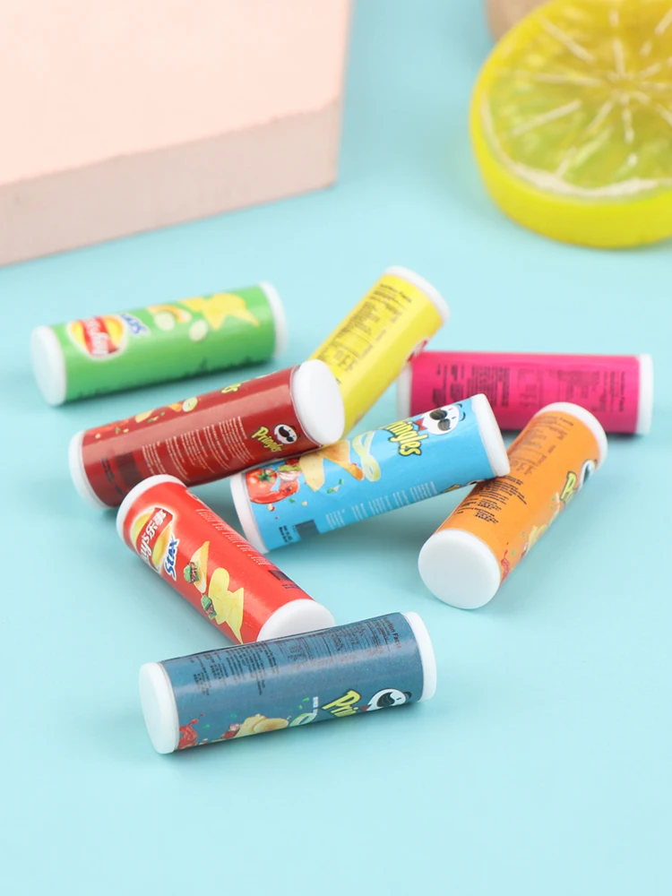 4pcs/set 1:12 Dollhouse Mini Canned Potato Chips Miniature Food Toy Model Shooting Props Excluding Potato Chips