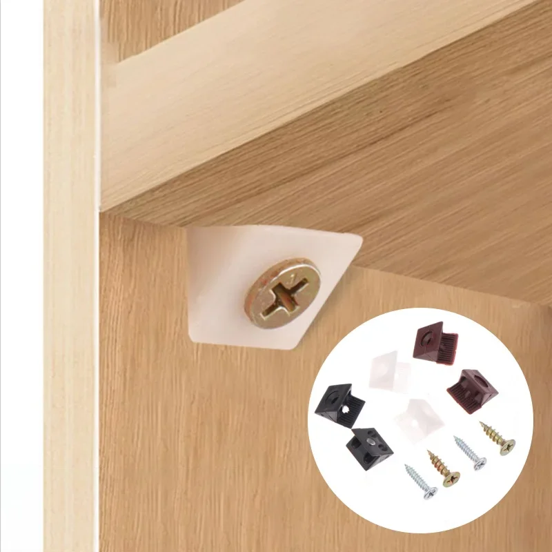 100 Pcs Furniture Mending Wedges Drawer Bottom Sagging Repair Fix Corner Bracket With Self-Tapping Screws