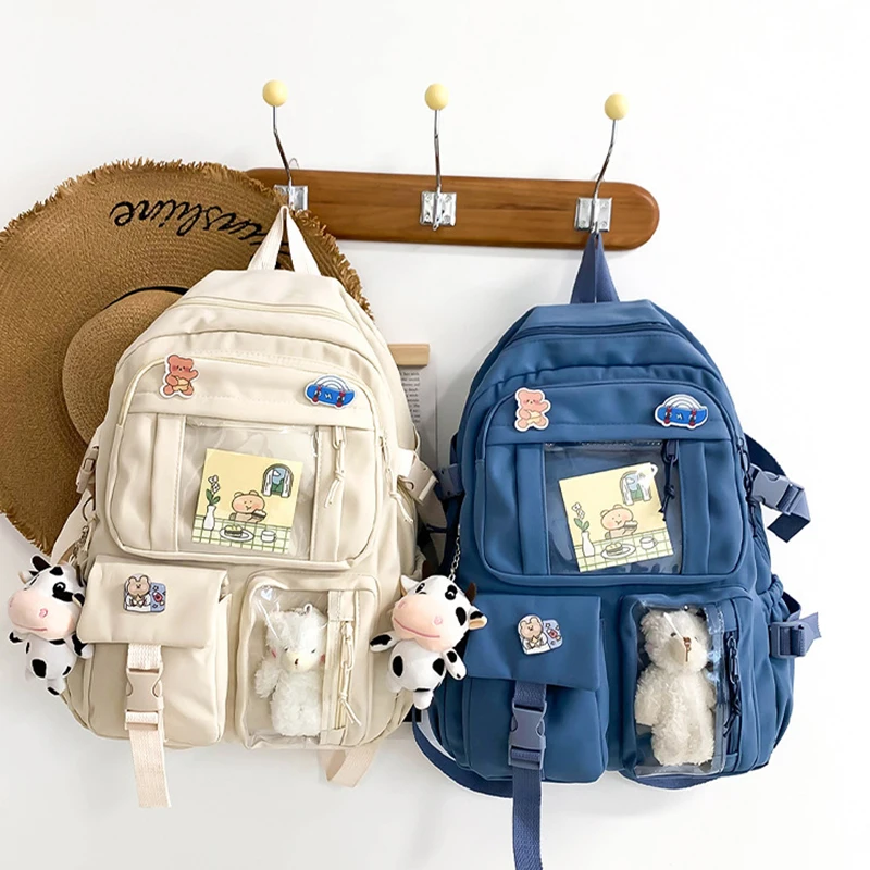

Backpack female ins style Korean version of college style simple student backpack tide with fashion schoolbag wholesale